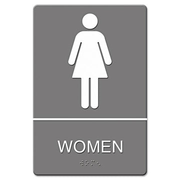 Headline® Sign Ada Sign, Women Restroom Symbol W-tactile Graphic, Molded Plastic, 6 X 9, Gray freeshipping - TVN Wholesale